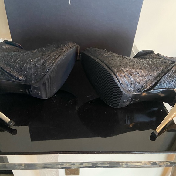 Giuseppe Zantotti Black and Silver Ostrich Bootie  Shoe Very Rare Size 38 - Picture 10 of 13